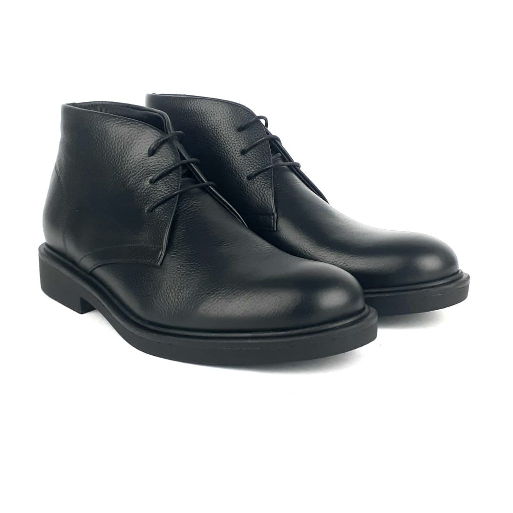 715 Bottine en cuir grainé Noir