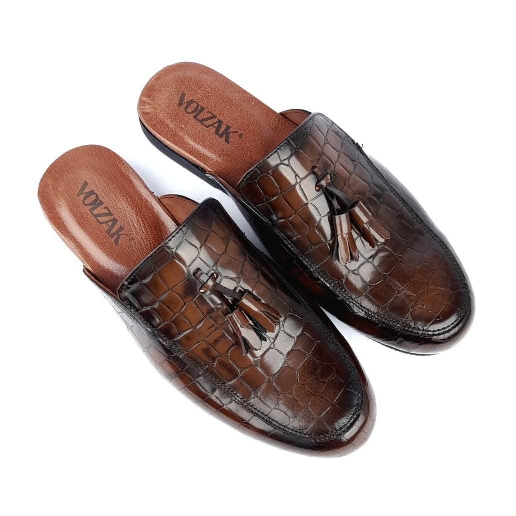 Volzak 5035 Mule en cuir Marron Vintage